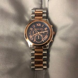 Michael Kors Silver And Rose Gold Watch